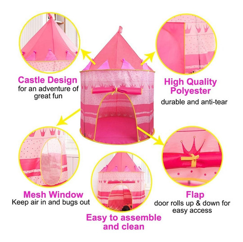 Imagen 4 de 7 de Tienda Niños Carpa Castillo Casita Portátil Juguete Infantil