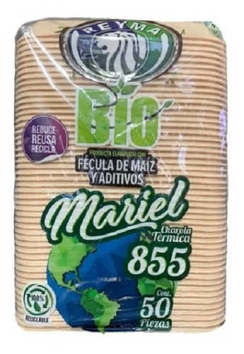 Charola Plato Térmico Reyma Mariel 855 Biodegradable 250 Pzs