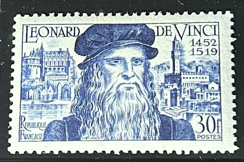 Estampilla De Francia 1952 Leonardo Da Vinci