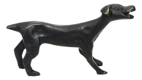 Cachorro Caçador Em Bronze Oxidado Magnífico Lindo 2 Peças Cor Preto