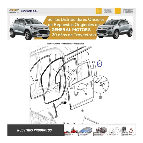 Imagen 6 de 8 de Faja Puerta Del Izq Tracker(parante) Chevrolet Original