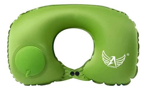 Almofada Encosto De Pescoço P/ Viagens Inflável Travesseiro Cor Verde