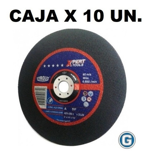 Disco Corte Tyrolit Xpert 230 X 1,9 Mm Caja X 10 Un Gramabi Amoladora 9 Plano 230x1,9 Hierro 180x2 Metal Inoxidable