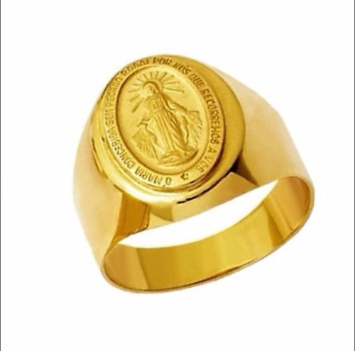 Anel Nossa Senhora Das Gracas Em Ouro 18k - 7.5gr - Teor 750