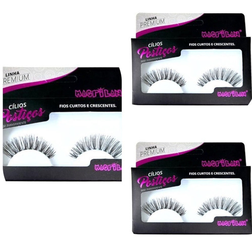Imagem 5 de 10 de Kit 2 Pares Cílios Postiços Macrilan Cl4-4 Curtos E Crescent