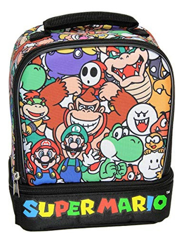 Super Mario Lunch Box Soft Kit Compartimiento Doble Ais...