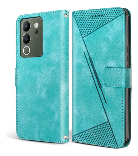 For Vivo V30 Lite 5g Geometric Pu Wallet Card Case+lanyard