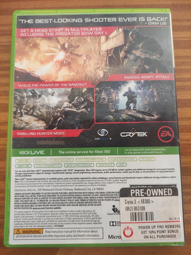 Crysis 3 Xbox 360 Fisico