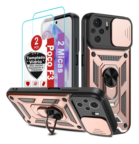 Funda Para Xiaomi Poco F3 5g Con Uso Rudo Carcasa + 2micas
