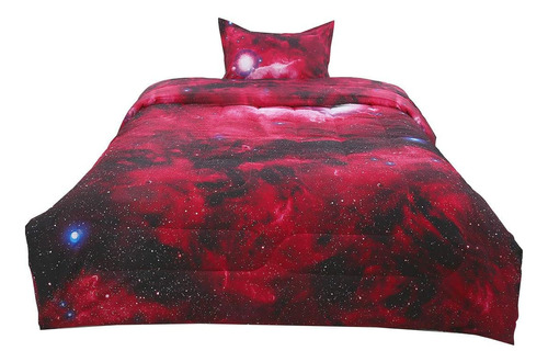 Uxcell Juego De Edredón Doble Galaxy Red Para Cama Individua