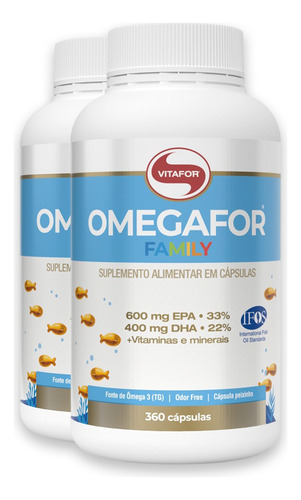 Kit 2 Omegafor Family Ômega 3 Vitafor Com 360 Cápsulas