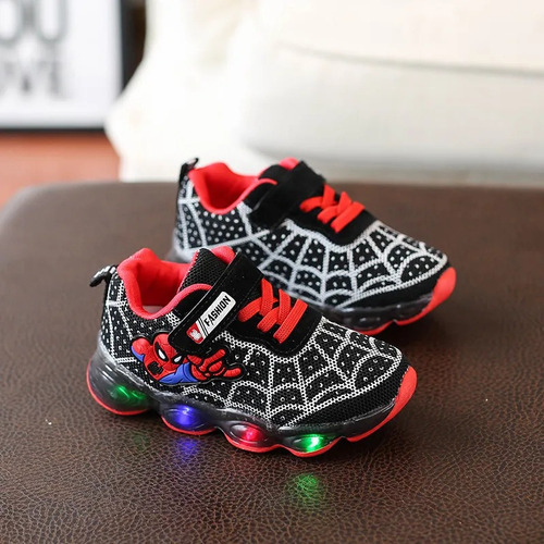 Zapatos Deportivos De Spider Man Con Dibujos Animados Brilla