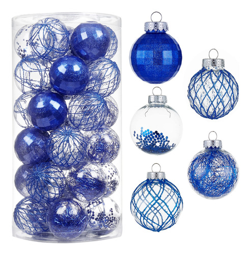 Esferas Azules Para Arbol De Navidad Tamaño 2.36 Inch 30 Pc