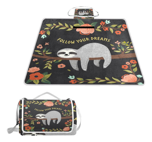 Naanle Lindo Perezoso Floral Manta Picnic Aire Ultima Bolsa