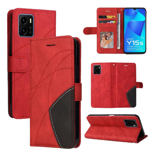 Caso For Vivo Y15s Teléfono Caso Flip Folio Libro Con