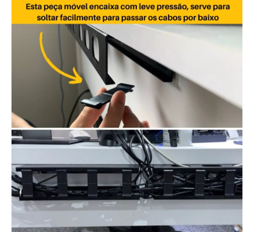 Organizador De Cabos E Fios Baixo Mesa Gaveta 0.5 Metros