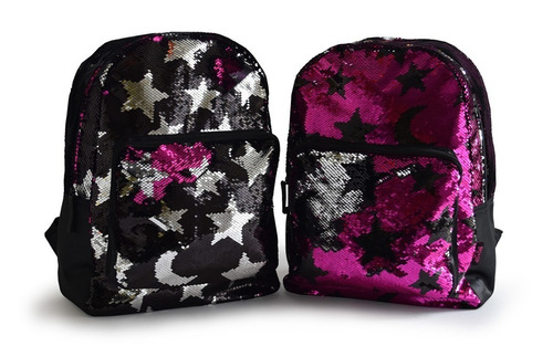 Mochila Lentejuelas Reversibles Estrellas Lunas Cuotas Mmk
