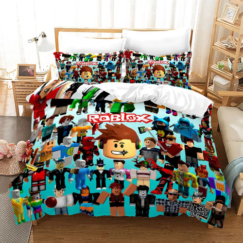 Juego De Ropa De Cama Doble Con Estampa De Roblox, 3 Piezas