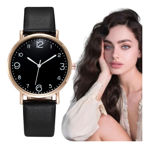Relógio Feminino Preto E Rosê Delicado Elegante