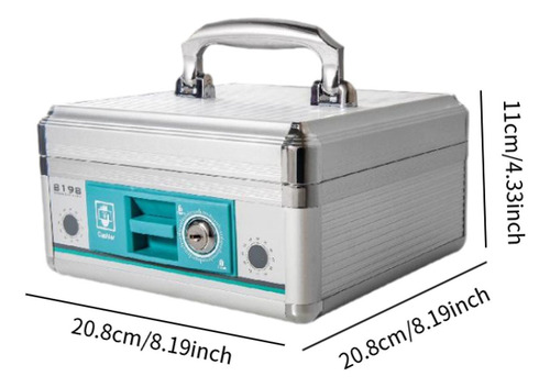 Caja Fuerte Con Cerradura, Bandeja 20,8 Cm X 20,8 Cm X 11 Cm
