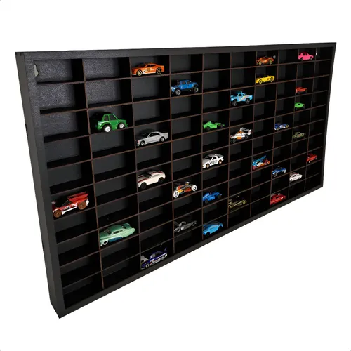 Expositor Hot Wheels 100 Carrinhos Preto Resistente Mdf