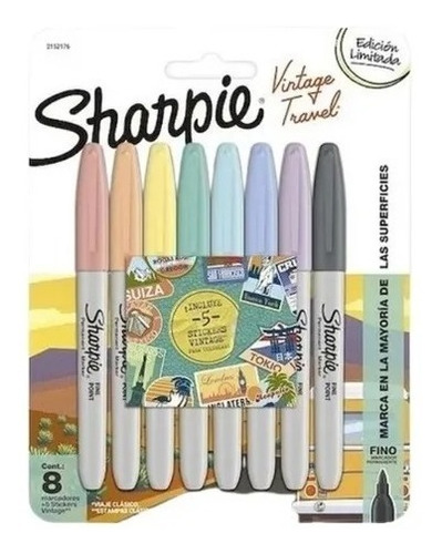 18 Marcadores Plumones Permanente Punta Fina Vintage Sharpie