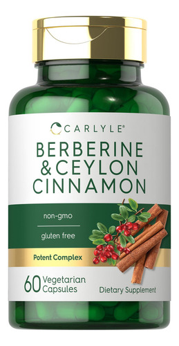 Suplemento Carlyle Berberine y canela de Ceilán, 2000 mg, 60 cápsulas