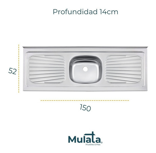 Imagen 3 de 8 de Pileta Acero Inoxidable Mesada Bacha 150x52 Tramontina®