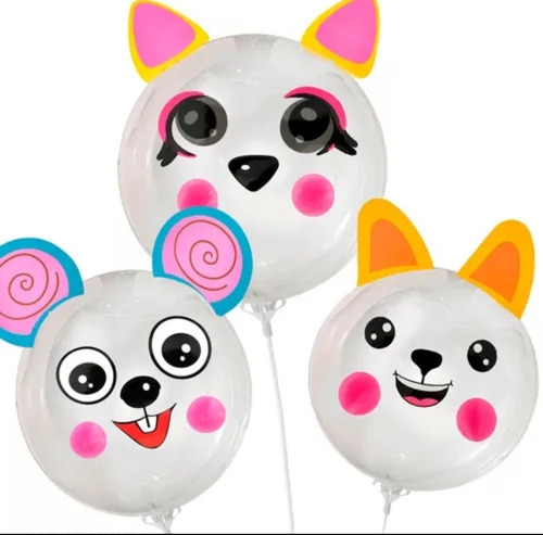 10 Globos Led 3d Transparentes De Personajes Unicornio Gato.