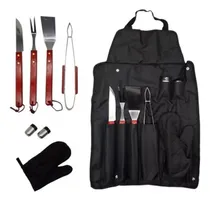 Comprar Set De Utensilios Parrilla Barbacoa 8piezas Madera + Ac Inox