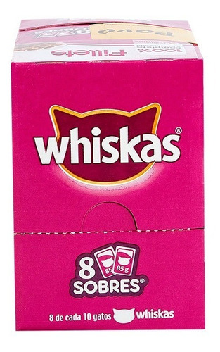 32 Sobres Whiskas De 85gr Sabor Pavo Alimento Para Gato