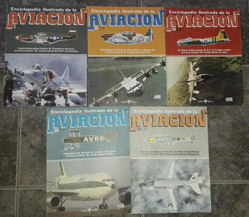 Lote De 5 Revistas Enciclopedia Ilustrada De La Aviacion Del