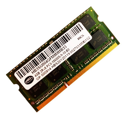 Memória P/ Notebook  Ddr 3  / Pc3-10600s  / 4gb     Hbs