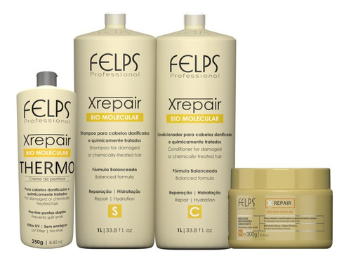 Felps Kit Xrepair Bio Molecular 2x1l + Máscara 300g+ Thermo