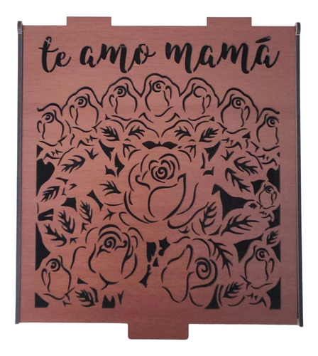 Caja Madera Decorativa Feliz Dia Mama , Mdf Color Cerezo
