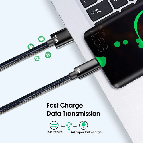 Cable De Datos De Carga Rápida De 120 W, 10 A, Cable Usb Tip