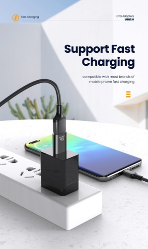 Imagen 6 de 10 de Adaptador Otg Usb Hembra A Usb C 10a 240w Max Usb 3.0