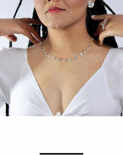 Colar Choker Esferas Prateadas