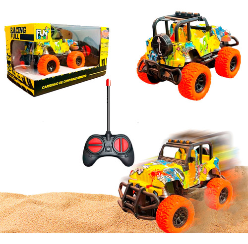 Carrinho Controle Remoto Dinossauro Brinquedo Criança 4x4 Cor Colorido