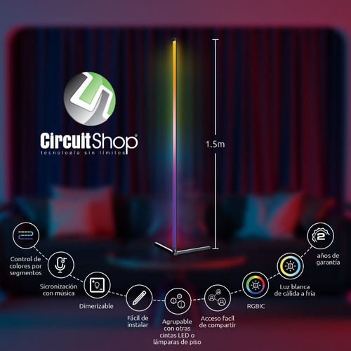 Lámpara Led Rgbic Samrt Wifi De Piso Nexxt Circuit Shop