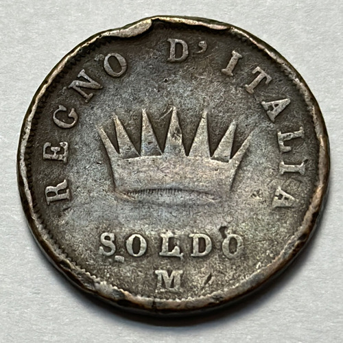 Moneda 1 Soldo Año 1813 C#3 Reino Napoleónico De Italia 