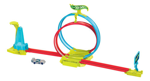 Hot Wheels Action Pista De Juguete Circuito Doble Loop Neón Color Multicolor