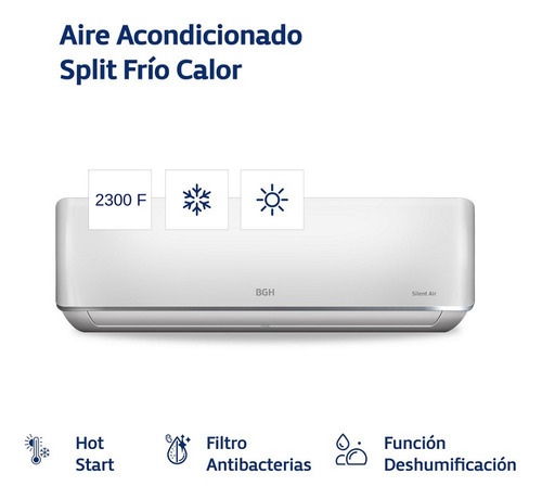 Aire Acondicionado Split Bgh 2700w 2322 Frigorías Frío Calor Blanco
