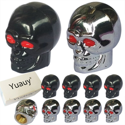 Yuauy Skull Style Shape Neumáticos Tapas De Vástago De Válvu