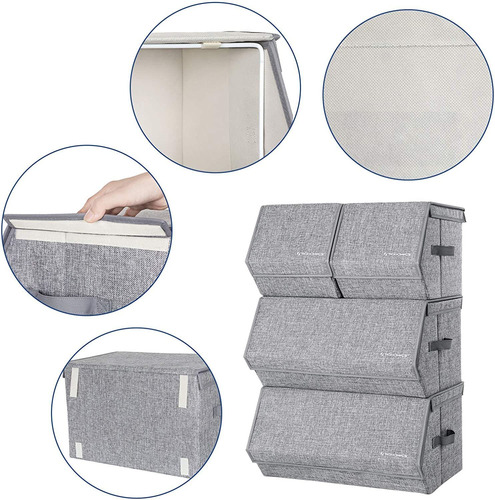Songmics Compartimientos De Almacenamiento Apilable Con Tapa
