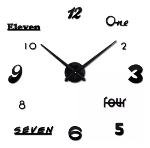 Reloj De Pared 3d Decorativo Tamaño Grade Negro Y/o Dorado