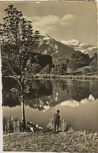 Antigua Postal Suiza Lago Pesca Montaña 1951 P02/ 15