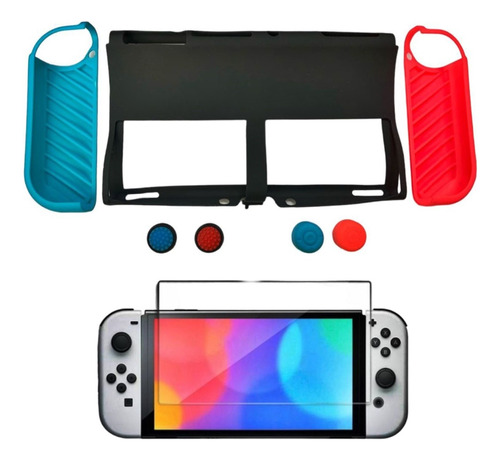 Protector Funda Silicona 7 En 1+ Vidrio Para Switch Oled