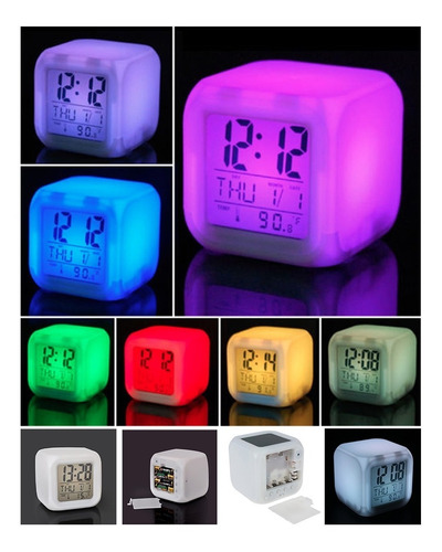 Reloj Despertador Digital Led 7 Colores Intermitentes