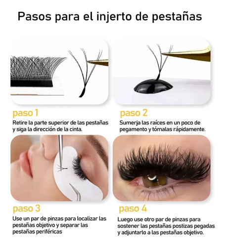 Masscaku Extensiones De Pestañas 5d W Shape 8-15mm Mix 0.07d Negro C